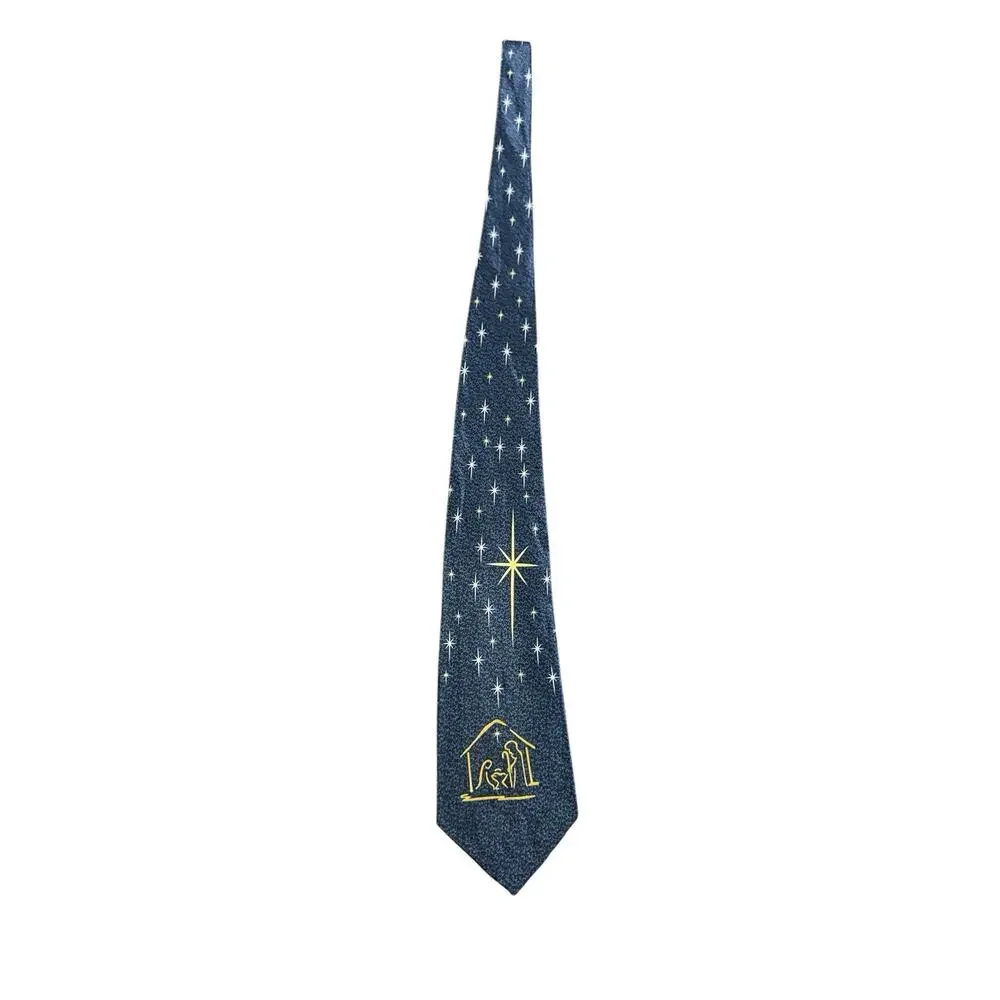 Eagle Wings Nativity Scene Star Religious Mary Jesus Christmas Necktie Silk